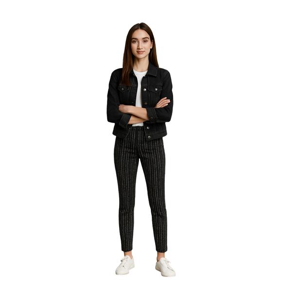 Rag & Bone Barcode Black & White Skinny Leg Jeans Mid-Rise Stretch Size 30 - Picture 1 of 11